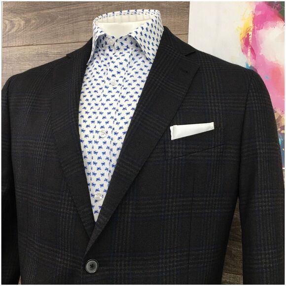 JOSEPH ABBOUD Mens Blazer Sport Coat‎ Casual Jacket Size 44R Gray Blue Wool Suit - Picture 11 of 13